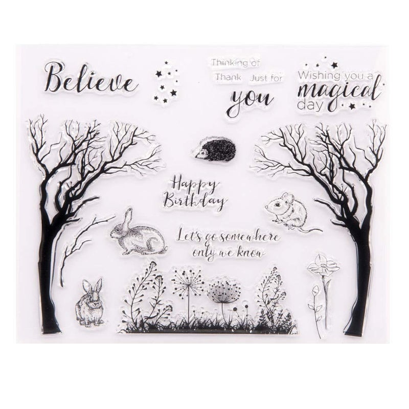 Arrietty Just for You Thinking of You Happy Birthday Trees Dandelion Rubber Stamps Clear Stamps for CHRISTMAS Card Making Decoration and DIY Scrapbooking Rubber Stamps for Crafts - Image 1